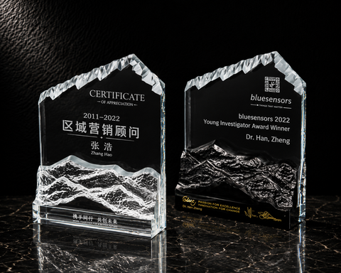Twin Mountain Crystal Award - custom crystal awards with your logo